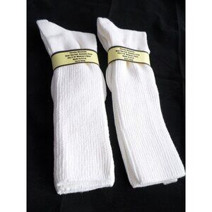 2 Pair Womens Over the Calf Diabetic Sock 100% Cotton 5-10 Made in USA White